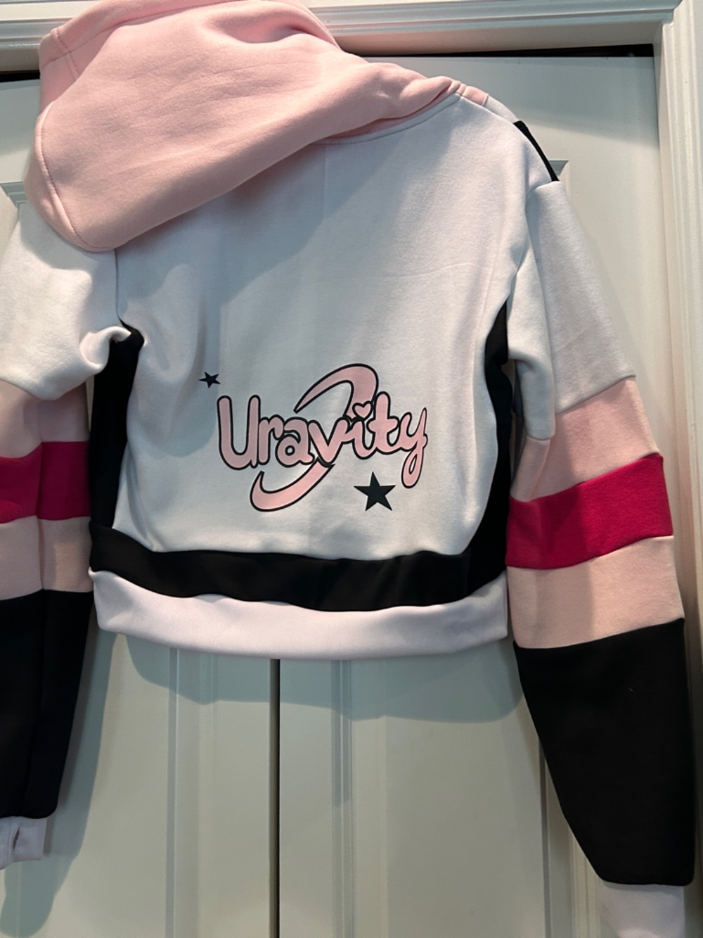 Uravity Pink & White Colorblock Hoodie Top from My Hero Academia